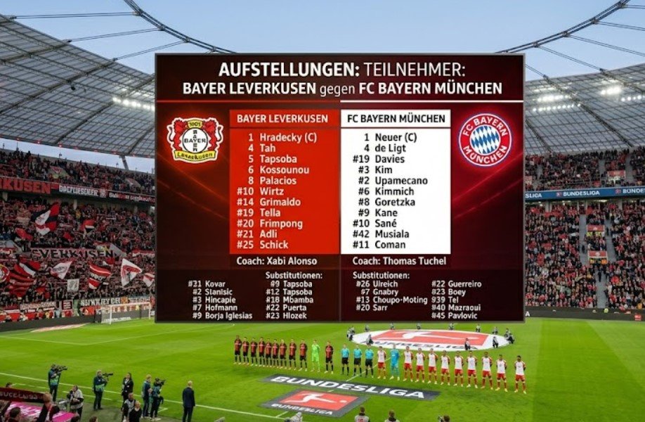 Aufstellungen: Teilnehmer: Bayer Leverkusen gegen FC Bayern München – Alle Infos zum Bundesliga-Kracher aufstellungen: teilnehmer: bayer leverkusen gegen fc bayern münchen